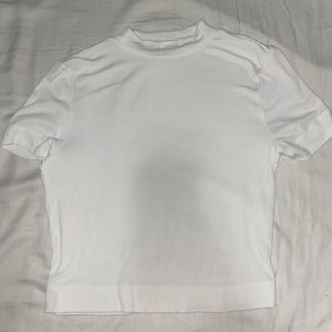 Cropped mock neck ribbed tee